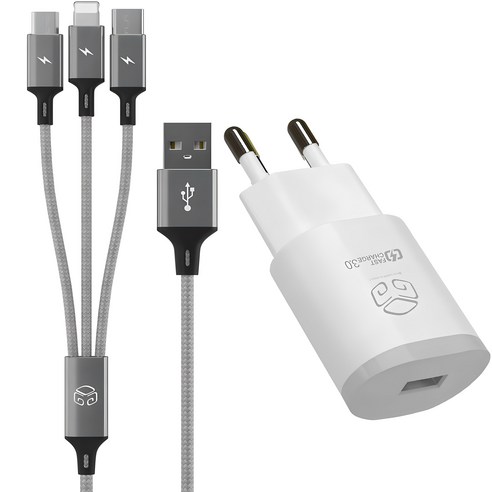 디지지 퀼컴 3.0 고속 충전 아답터 USB 1포트 18W + 3 IN 1